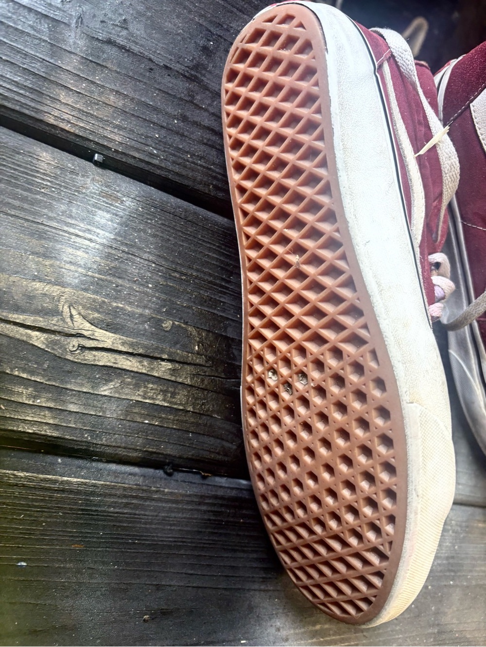 Vans Burgundy and White High-Top Suede Sneakers - Picture 6 of 7